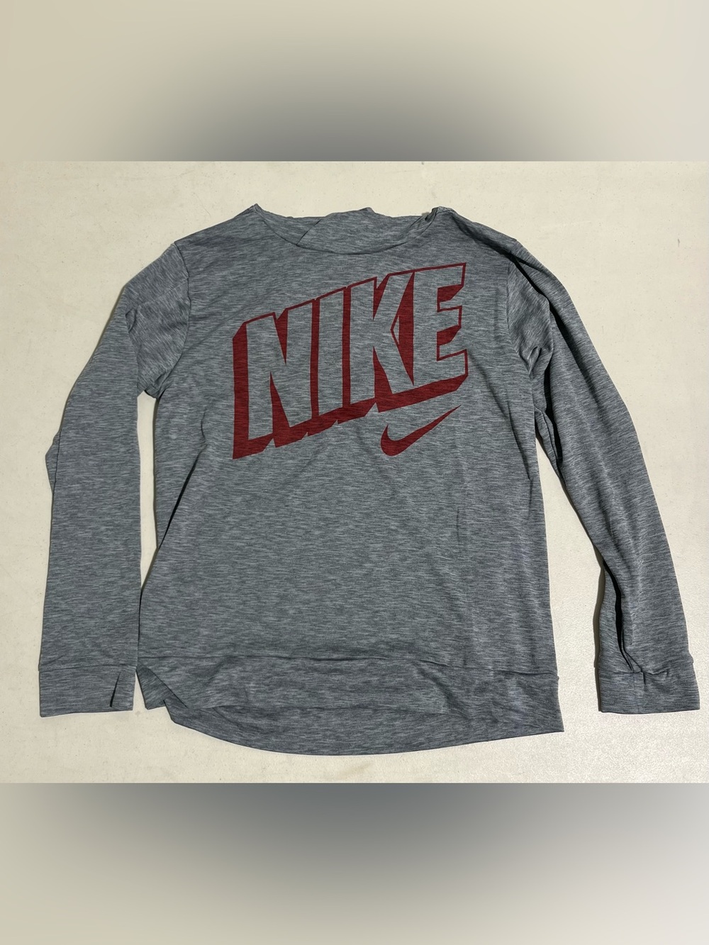 Nike Gray Long Sleeve Shirt with Maroon Logo